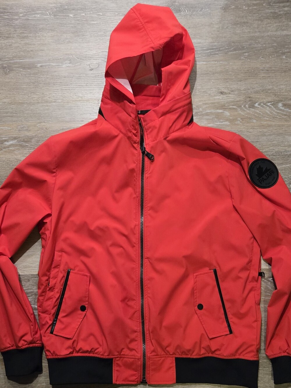 Pajar Canada Men's Red Halcyon Hooded Bomber Rain Jacket - L - Great Condition